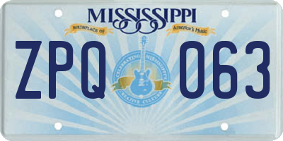 MS license plate ZPQ063