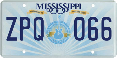 MS license plate ZPQ066