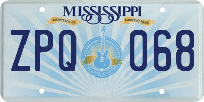 MS license plate ZPQ068