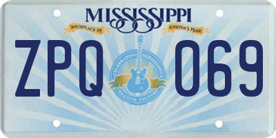 MS license plate ZPQ069