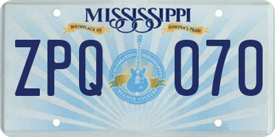 MS license plate ZPQ070