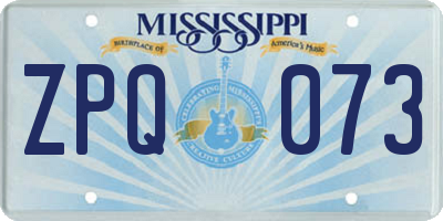 MS license plate ZPQ073