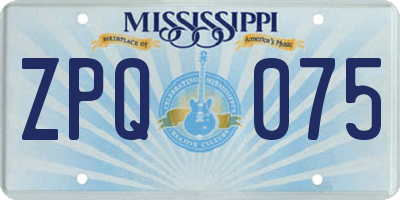 MS license plate ZPQ075