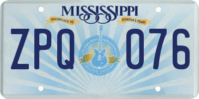 MS license plate ZPQ076