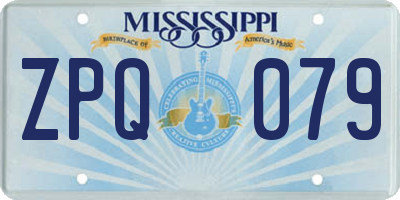 MS license plate ZPQ079