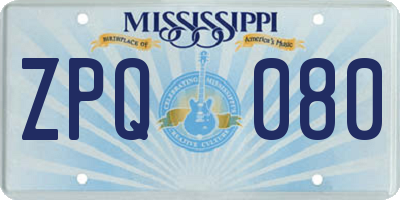 MS license plate ZPQ080