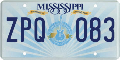 MS license plate ZPQ083