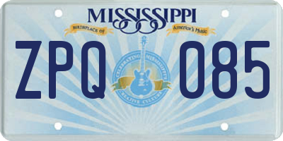 MS license plate ZPQ085