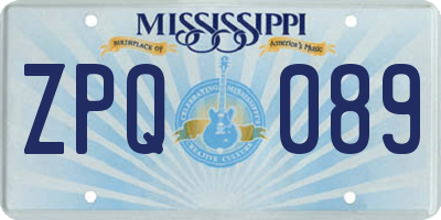 MS license plate ZPQ089