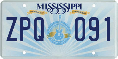 MS license plate ZPQ091