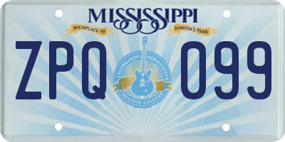 MS license plate ZPQ099