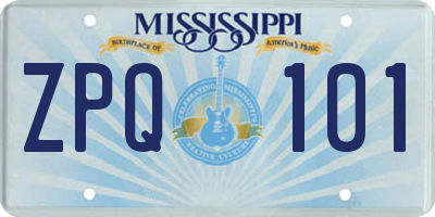MS license plate ZPQ101