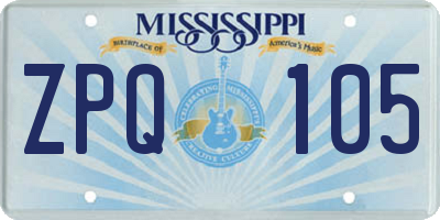MS license plate ZPQ105