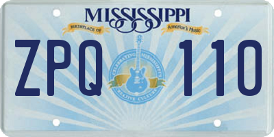 MS license plate ZPQ110