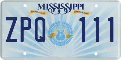 MS license plate ZPQ111
