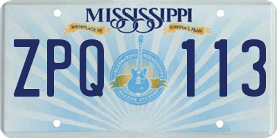 MS license plate ZPQ113