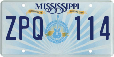 MS license plate ZPQ114