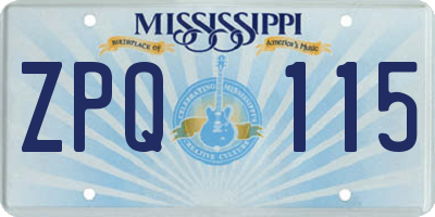 MS license plate ZPQ115