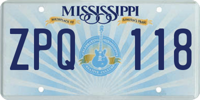 MS license plate ZPQ118