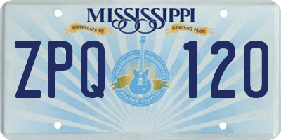 MS license plate ZPQ120