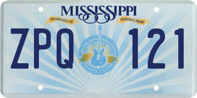 MS license plate ZPQ121