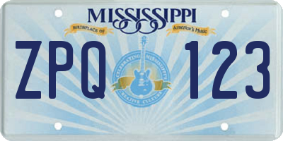 MS license plate ZPQ123