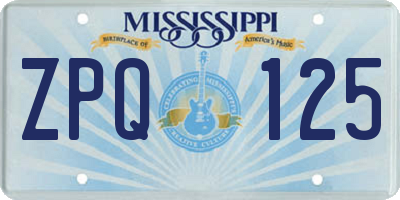 MS license plate ZPQ125
