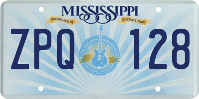 MS license plate ZPQ128
