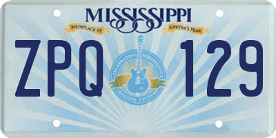 MS license plate ZPQ129