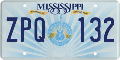 MS license plate ZPQ132