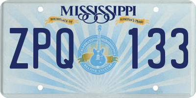 MS license plate ZPQ133