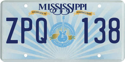 MS license plate ZPQ138