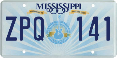 MS license plate ZPQ141