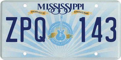 MS license plate ZPQ143