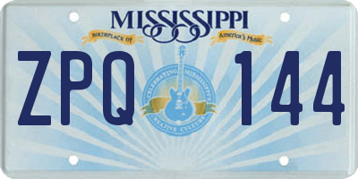 MS license plate ZPQ144