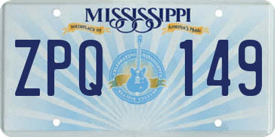 MS license plate ZPQ149