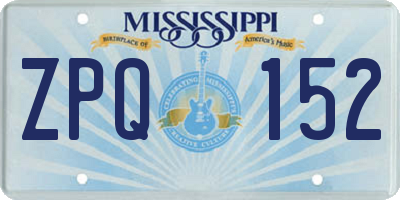 MS license plate ZPQ152