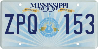 MS license plate ZPQ153