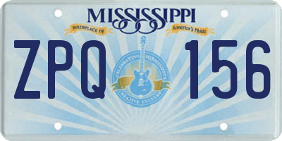 MS license plate ZPQ156