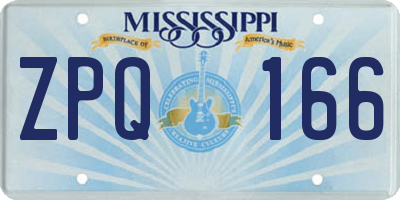 MS license plate ZPQ166