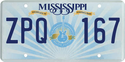 MS license plate ZPQ167