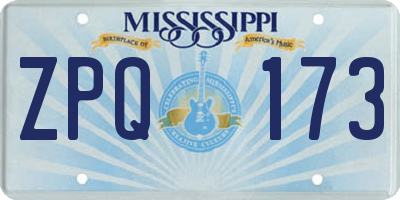 MS license plate ZPQ173