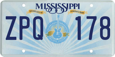 MS license plate ZPQ178