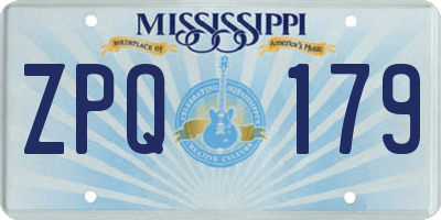 MS license plate ZPQ179