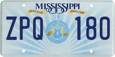 MS license plate ZPQ180