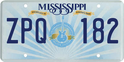 MS license plate ZPQ182