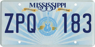 MS license plate ZPQ183