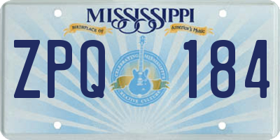 MS license plate ZPQ184