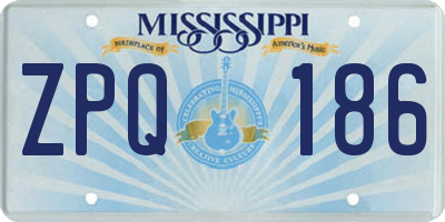 MS license plate ZPQ186