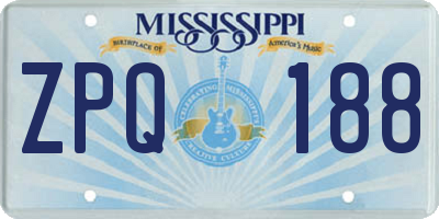 MS license plate ZPQ188